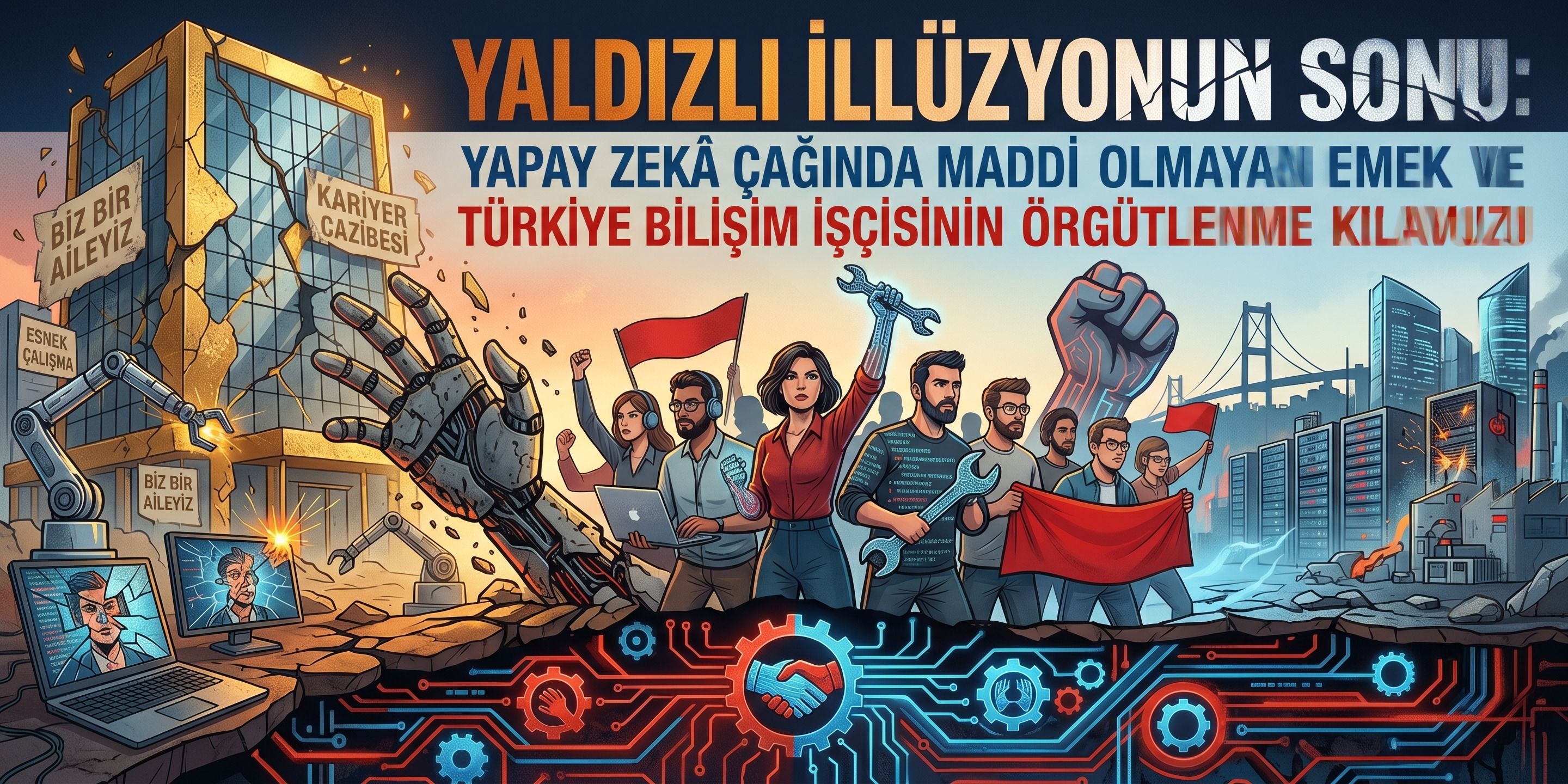 Yaldızlı İllüzyonun Sonu: Yapay Zekâ Çağında Maddi Olmayan Emek ve Türkiye Bilişim İşçisinin Örgütlenme Kılavuzu
